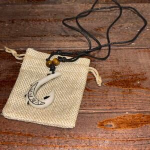 Moana themed bone fish hook necklace